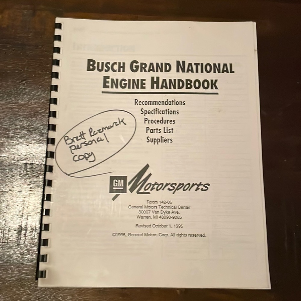 Busch Grand National Engine Handbook